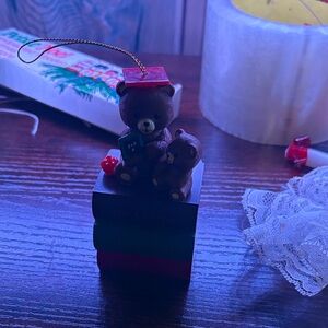 Charming Bear Holiday Ornament - Brown and Red